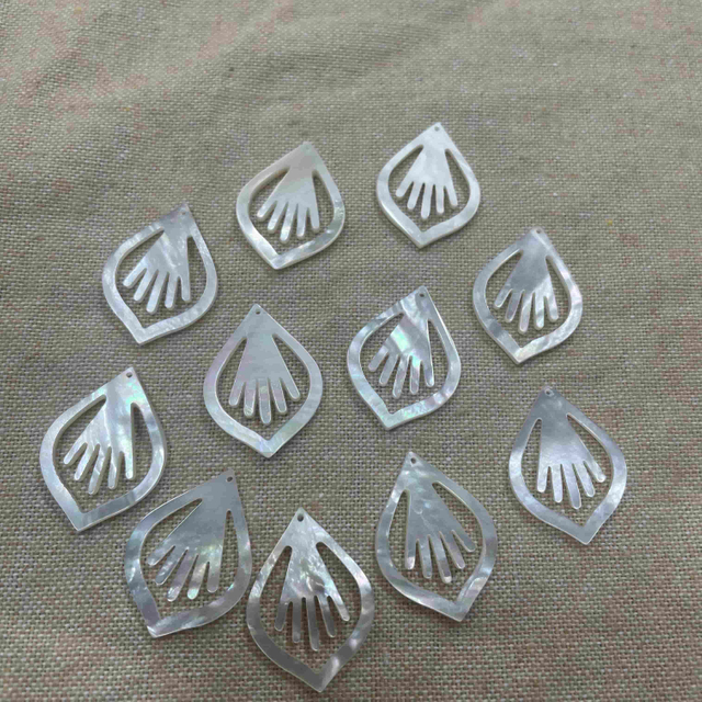 Natural Mother of pearl carving hollow hand shape cutting pendant design jewelry making inlay using 