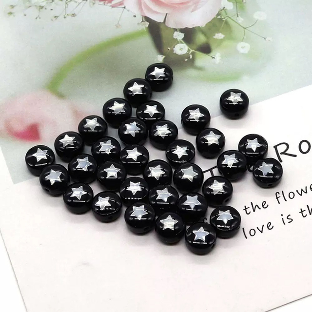 Natural Mother of pearl round beans carving for chain necklace making black color small beans jewelry DIY design using 