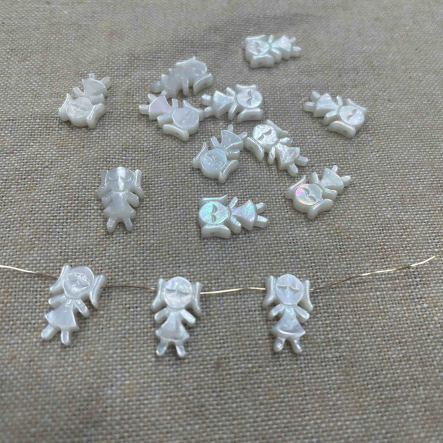 Natural Mother of pearl carving image little things small girl cutting for chian jewelry for DIY making
