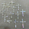 Natural Mother of pearl cross shape cutting big size cross pendant white shell for jewelry design making sliver inlay design flat face 