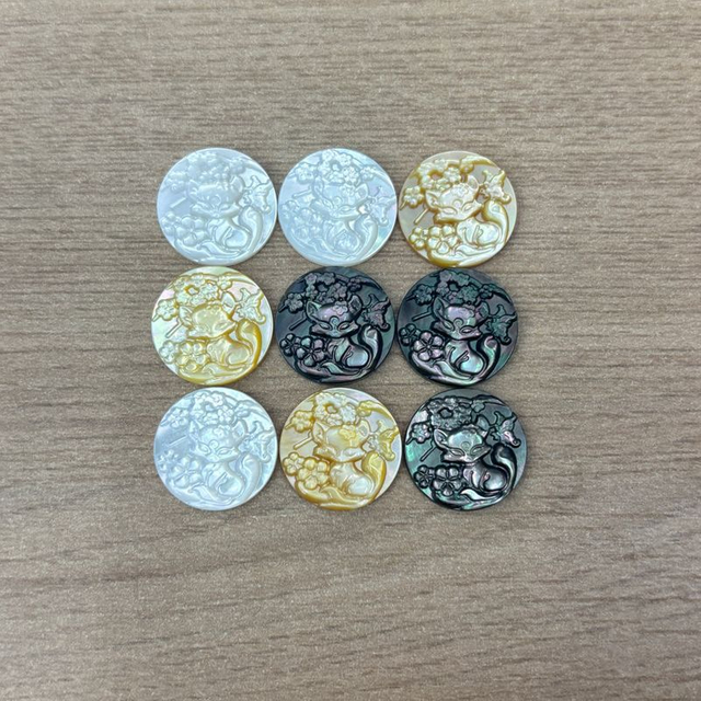 Natural Mother of pearl round shape cutting embossment design making for jewelry pendant design inlay sliver mother of pearl