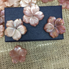 Natural Mother of pearl flower carving earring design pink shell cutting for pendant cabochon jewelry making design pink beads