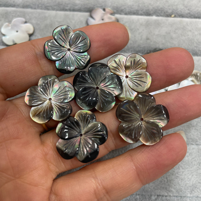 black Mother of pearl flower carving for earring design hand make design for pendant