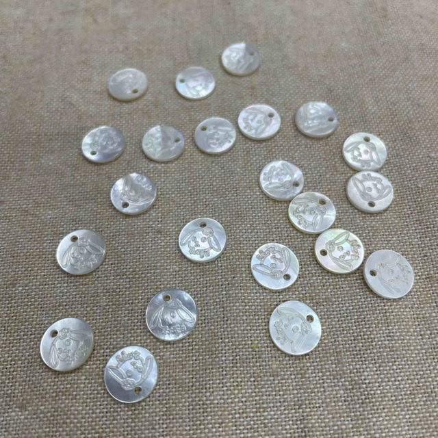 Natural Mother of pearl carving image round shape picture carving icons jewelry making for inlay design laser way