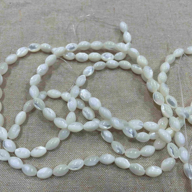 Natural Mother of pearl rice shape necklace conch shell jewelry making bracelet little beans for DIY for chain 