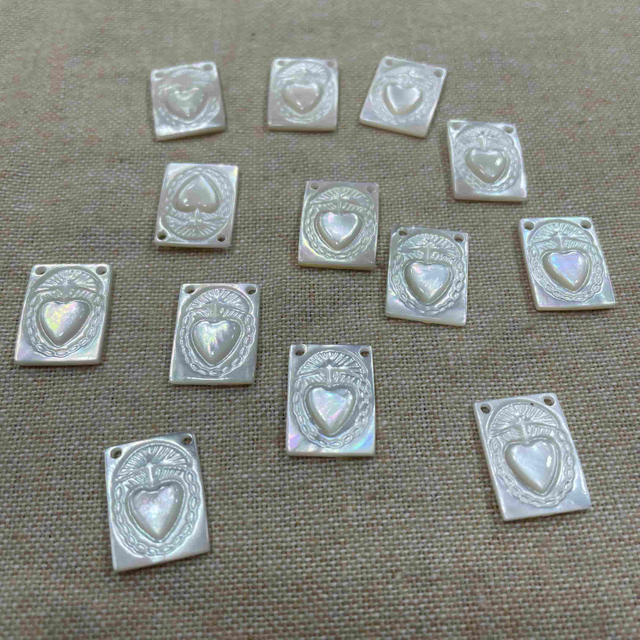 Natural Mother of pearl embossment image cutting heart cardiac shape square mold for jewelry making inlay design 