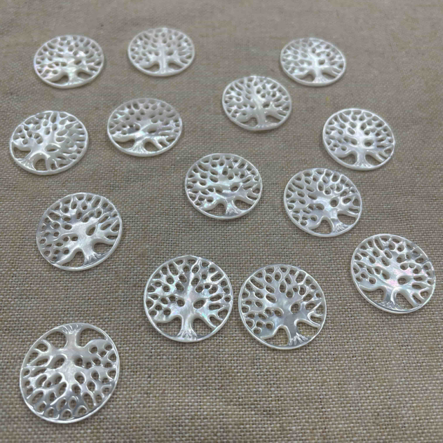 Natural Mother of pearl carving image life of tree design hollow tree jewelry making pendant design for inlay mold white shell