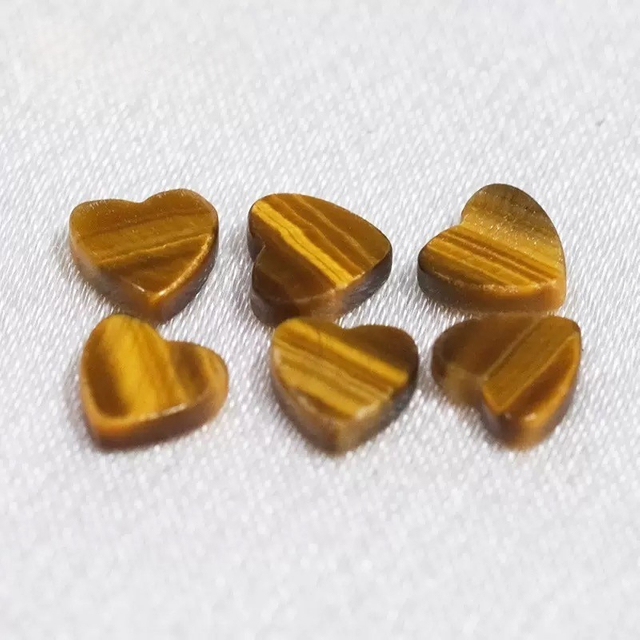 Tiger eyes stone heart shape carving plain face small heart for jewelry inlay making double flat little beans cutting earring making