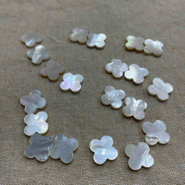 Natural Mother of pearl carving clover shape jewelry inlay design earring necklace cutting handmake carving