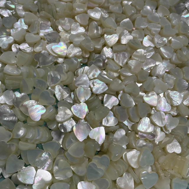 Natural Mother of pearl carving heart shape plain face chain making jewelry design double flat necklace bracelet design 