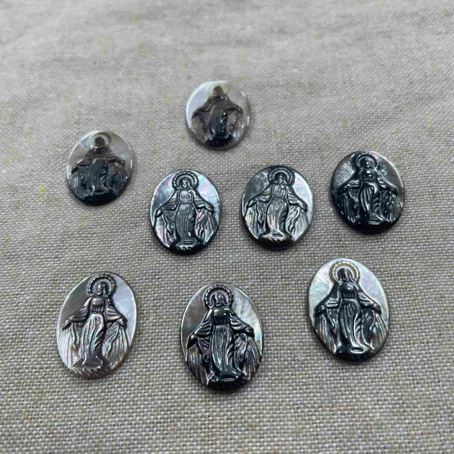 black shell mother of pearl Virgin image cutting embossment pendant for jewelry making icons