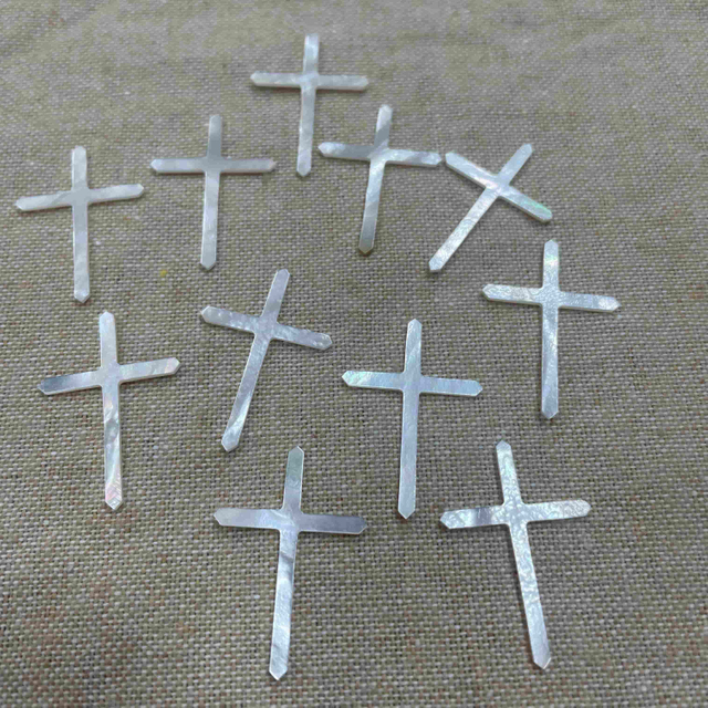 Natural Mother of pearl carving image cross thin design cutting for inlay making jewelry using 