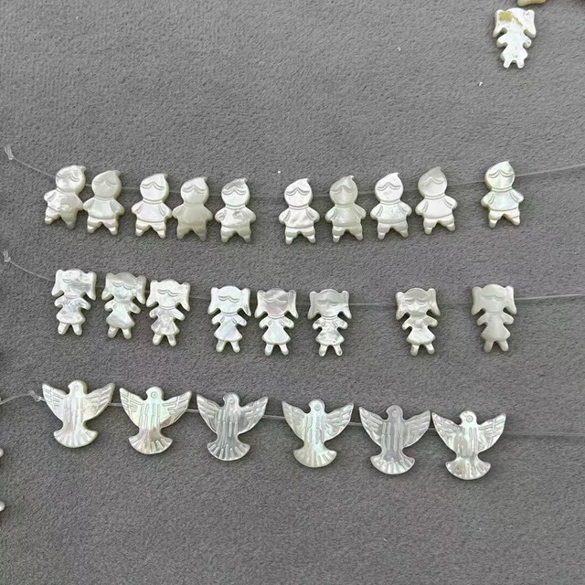 Natural Mother of pearl small beans shape cutting for necklace making bird cat shape star jewelry chain design little things fashion