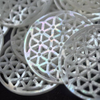 Natural Mother of pearl round pendant cutting hollow design face carving big size image for earrings making by handmade jewelry