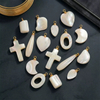 Natural Mother of pearl small beans cross design cutting leaf shape for pendant making women jewelry parts pretty things moon 