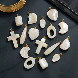 Natural Mother of pearl small beans cross design cutting leaf shape for pendant making women jewelry parts pretty things moon 