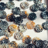 Natural Mother of pearl black flower shape cutting rings design making embossment face DIY jewelry girl play things colorful