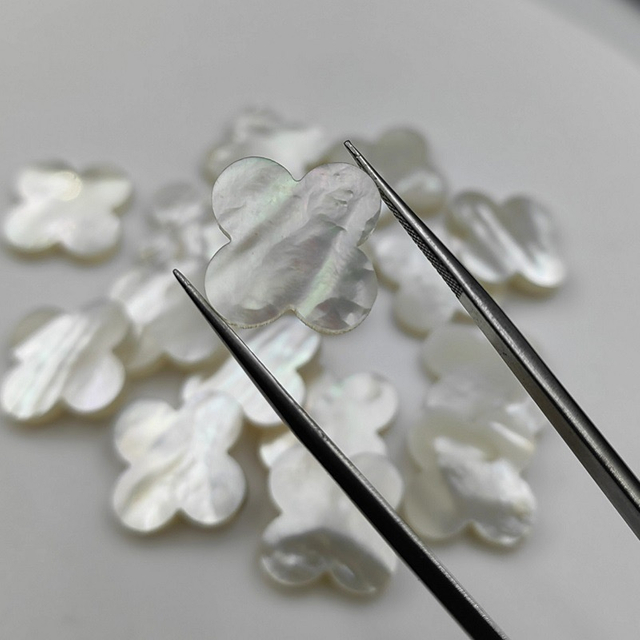 Natural Mother of pearl flower shape cutting for earring inlay design making clover shape women jewelry white shell small beans 