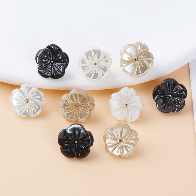 Natural Mother of pearl beauty disco for lady clothes making design button shape cutting colorful design black shell flower design