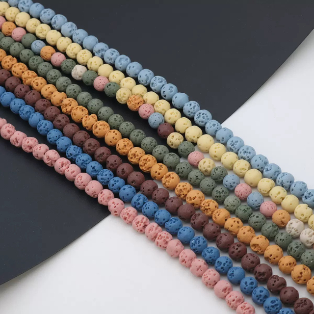 Natural Mother of pearl small beads volcanic rock necklace making colorful jewelry DIY using women chain design fashion stone