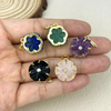 Natural Mother of pearl flower pendant design aventurine stone cabochon jewelry inlay green agate colorful lady jewelry making 
