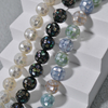 Natural Mother of pearl ball chain shell necklace colorfull round black shell jewelry design making pendant DIY cabochon design