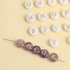 Natural Mother of pearl letter cutting round shape small parts for bracelet making girl jewelry design colorful stone rose crystal 
