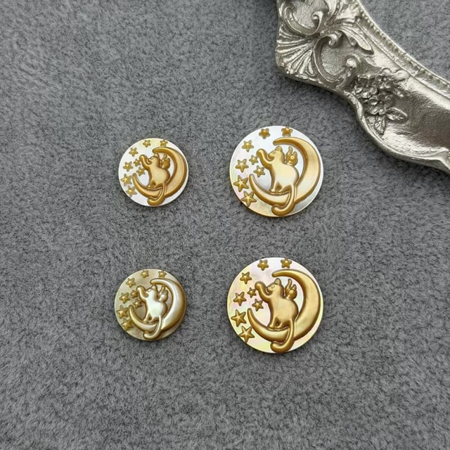 Natural Mother of pearl image design cutting round cabochon women jewelry pendant inlay making embossment design animal cutting