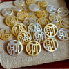 Natural Mother of pearl hollow design round rings for women bracelet making small beans yellow shell little things flat cutting 