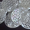 Natural Mother of pearl round pendant cutting hollow design face carving big size image for earrings making by handmade jewelry