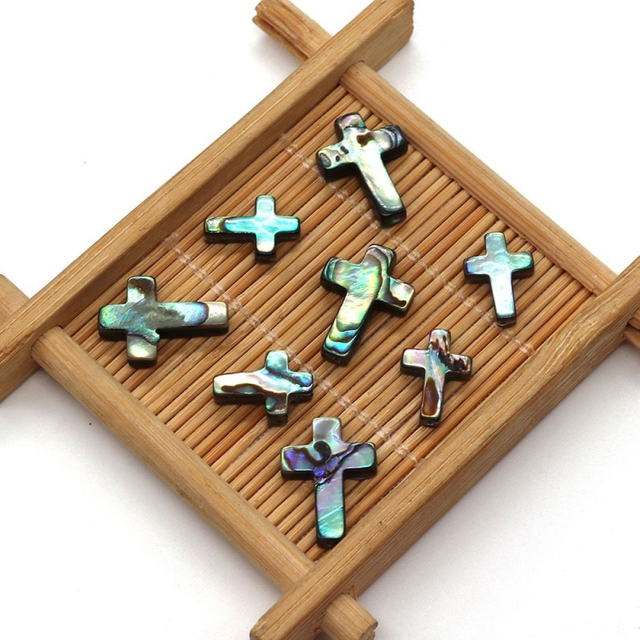 Natural Mother of pearl cross beans for women jewelry design making abalone shell small cabochon necklace parts colorful beans 
