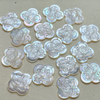 Natural Mother of pearl clover shape cutting square cabochon making for bracelet design thin flower embossment image parts 