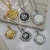 Natural Mother of pearl flower cabochon cutting round pendant women jewelry fashion design embossment shape icons image 