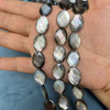 Natural Mother of pearl oval shape cutting for chain beans using black shell face cutting double side for women necklace making 
