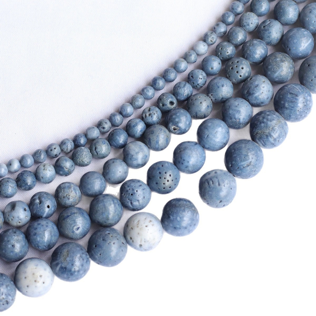 Natural Mother of pearl round beans necklace making blue coral stone little beans fashion jewelry for women bracelet DIY using