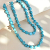 Natural Mother of pearl necklace women jewelry blue stone small beans turquoise stone DIY fashion design white color chain 