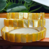 Natural Mother of pearl cabochon carving shape square yellow shell bracelet for women jewelry beads fashion design rings 