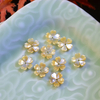 Natural Mother of pearl earrings design flower cutting yellow color women jewelry design cabochon small beads handmade 