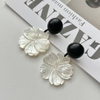 Natural Mother of pearl flower big size for pendant women jewelry earring design white shell cutting cabochon fashion design making