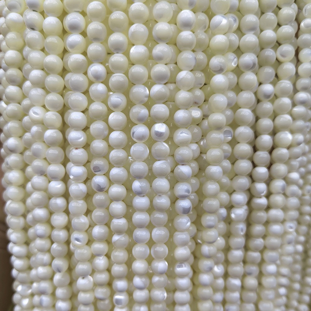 Natural Mother of pearl round ball necklace design white mop conch shell for women chain design making bracelet DIY beads 