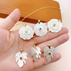 Natural Mother of pearl flower carving pendant for women jewelry design necklace making white shell with stone fashion design