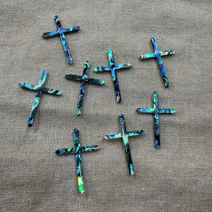 Natural Mother of pearl cross shape cutting for pendant making inlay thin design cross cabochon women jewelry colorful abalone 