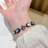 Natural Mother of pearl women bracelet design beans black color oval shape bombe face jewelry parts fashion design cabochon 