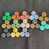 Natural Mother of pearl flower shape cutting by handmade green aventurine for necklace making yellow jade women rings design