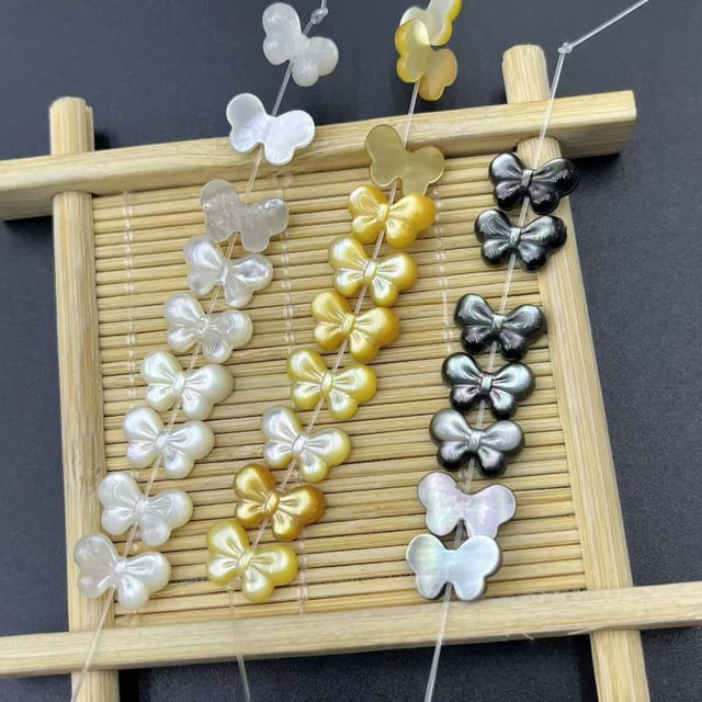 Natural Mother of pearl bow design cutting for bracelet making DIY women jewelry pretty bow shape earrings black color small beans 