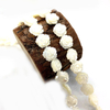 Natural Mother of pearl flower shape cutting double side for necklace design making handmade brown shell small parts women jewelry 