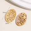 Natural Mother of pearl oval shape pendant yellow shell hollow design for earrings design simple shape image cutting big pendant
