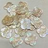 Natural Mother of pearl clover shape cutting square cabochon making for bracelet design thin flower embossment image parts 