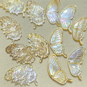 Natural Mother of pearl butterfly shape cutting for pendant design making face carving bigger size jewelry inlay design cabochon 