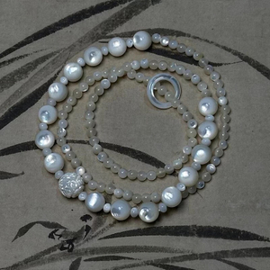 Natural Mother of pearl small beans cutting necklace design for jewelry cabochon shape little things shiny parts bombe face circle 